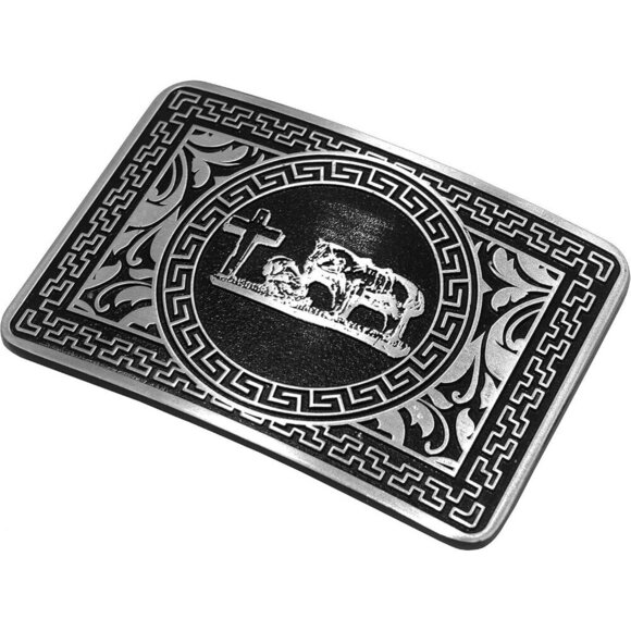 Women\'s Asian Style Religion Cross Kneeling Prayer And Horse Design Belt Buckles